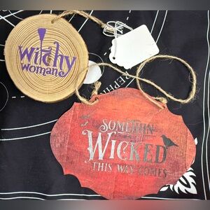 2 Small Witchy Woman Wooden Ornaments/Signs